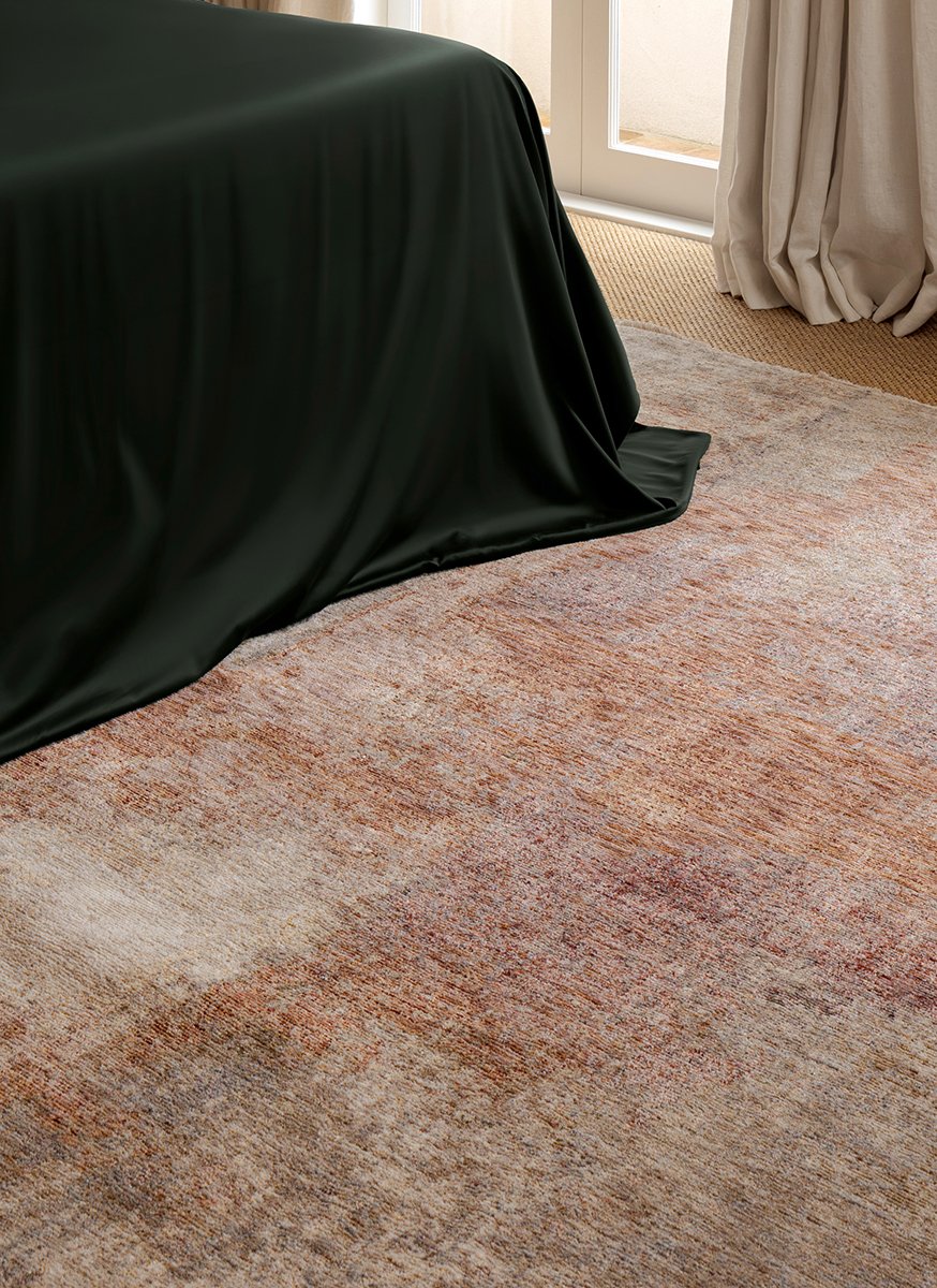 Darren Palmer Sunset Drift Rust Transitional Fringed Rug