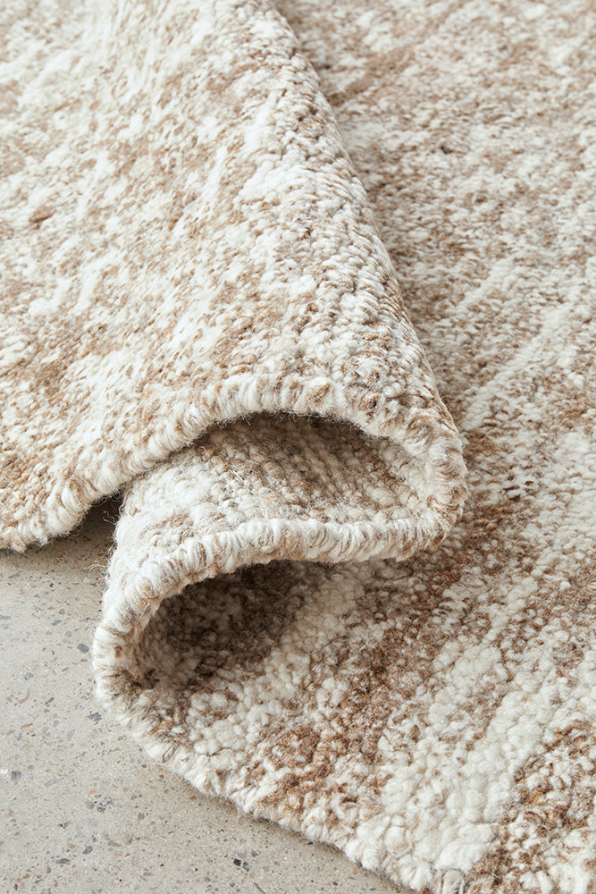 Terra Brown Wool Fringe Rug
