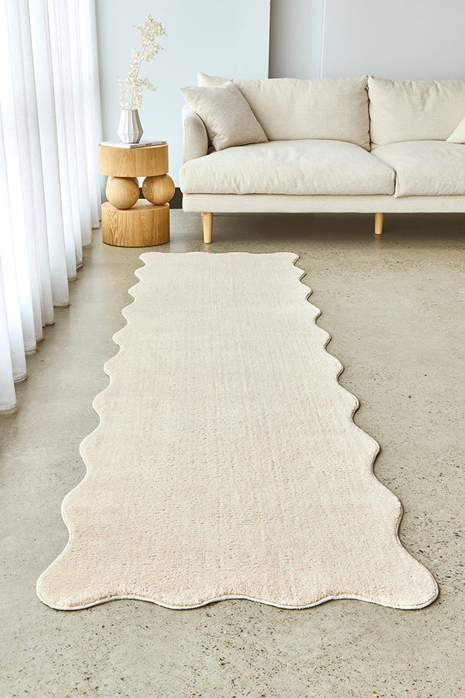 Waveform Beige Washable Rug