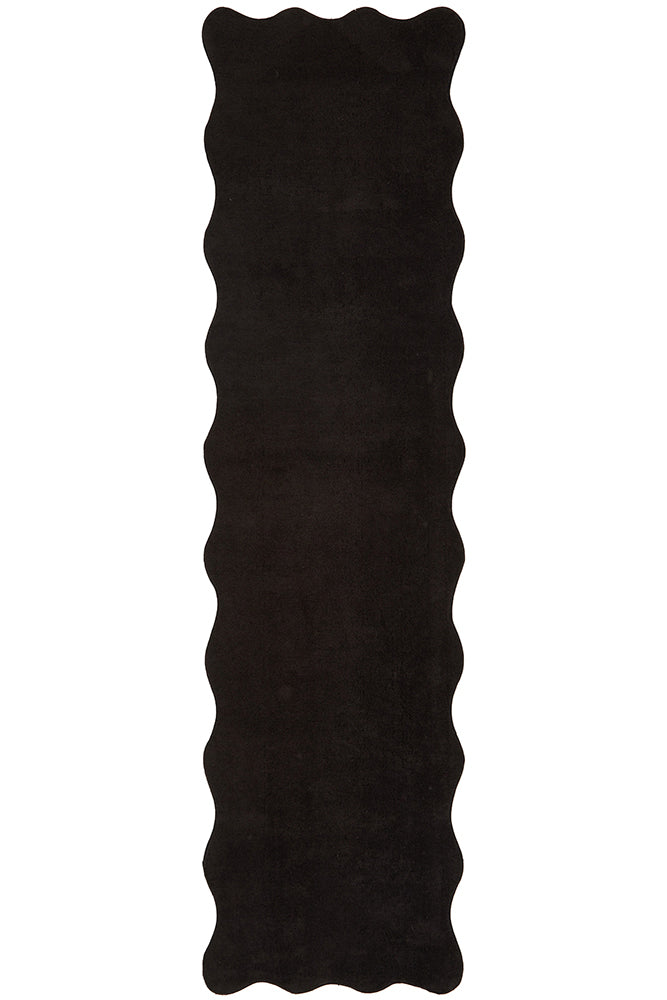 Waveform Black Washable Rug