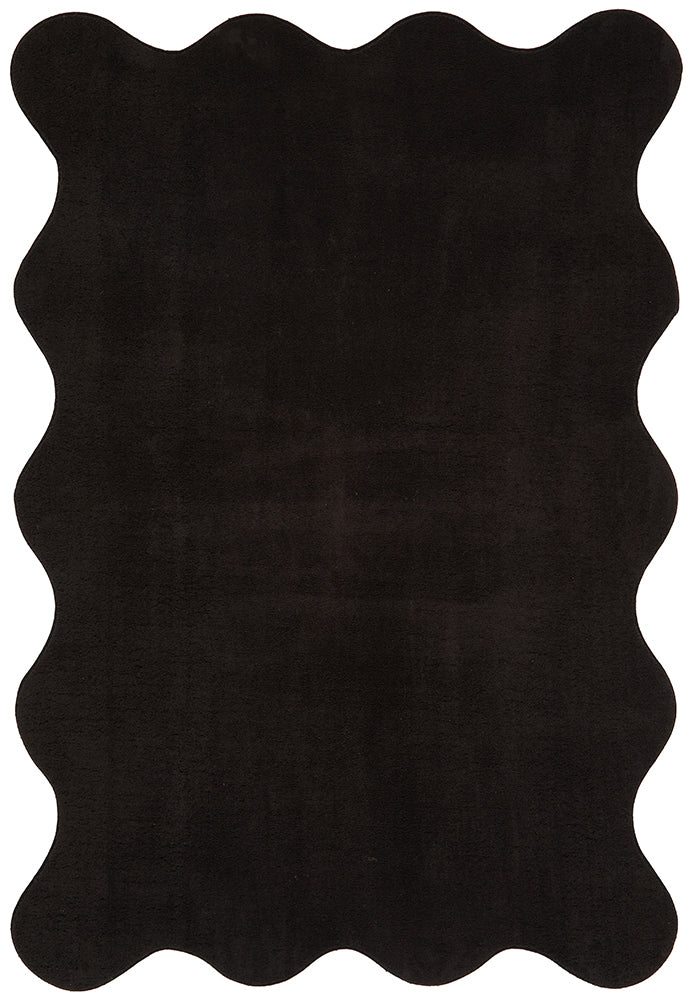 Waveform Black Washable Rug