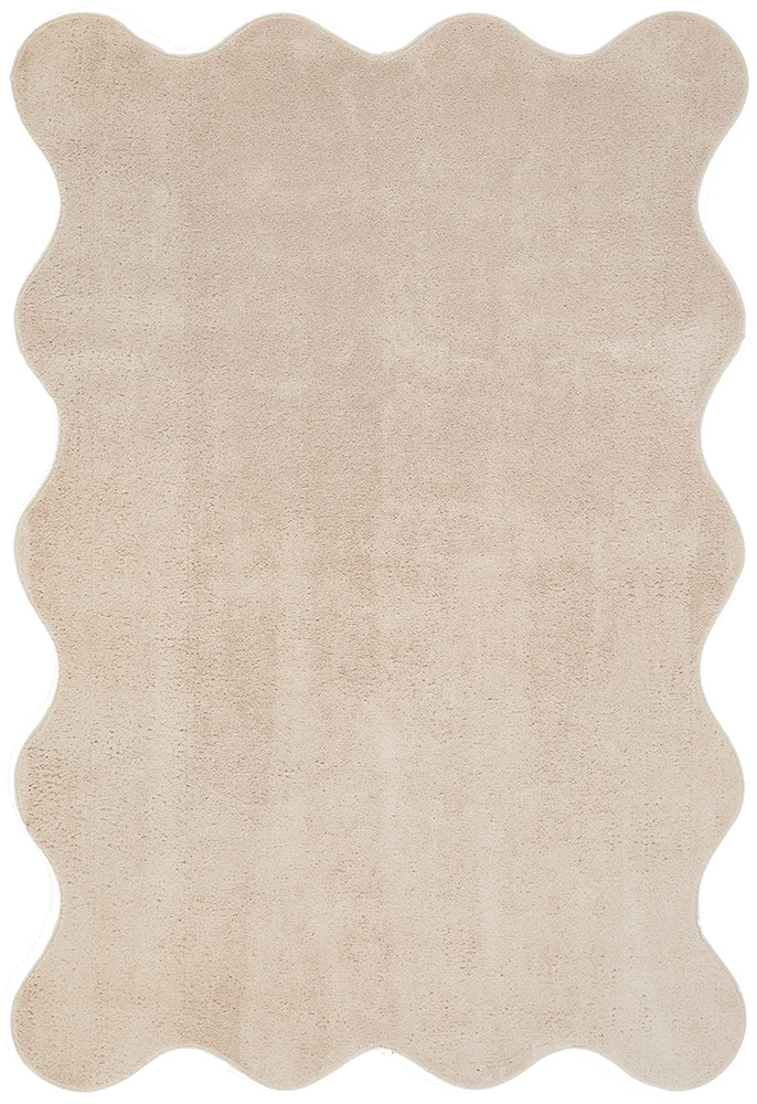 Waveform Beige Washable Rug