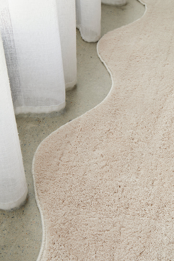 Waveform Beige Washable Rug