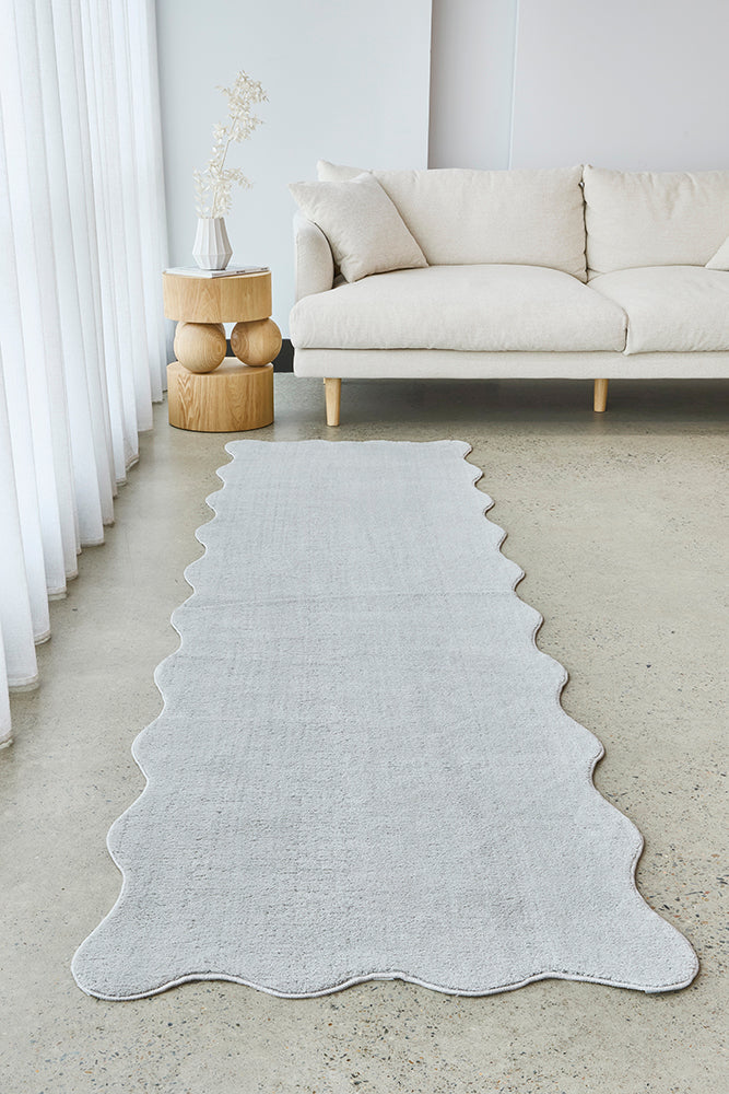 Waveform Silver Washable Rug