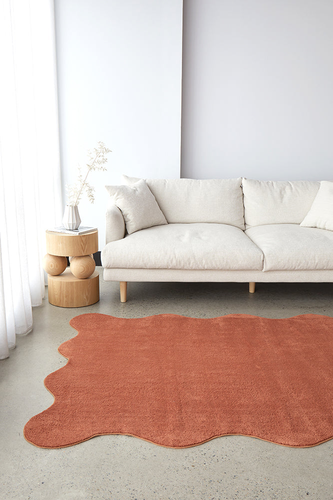 Waveform Terracotta Washable Rug