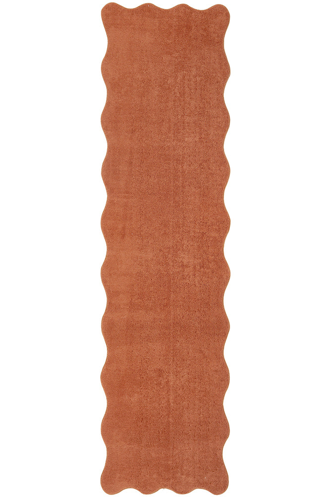 Waveform Terracotta Washable Rug