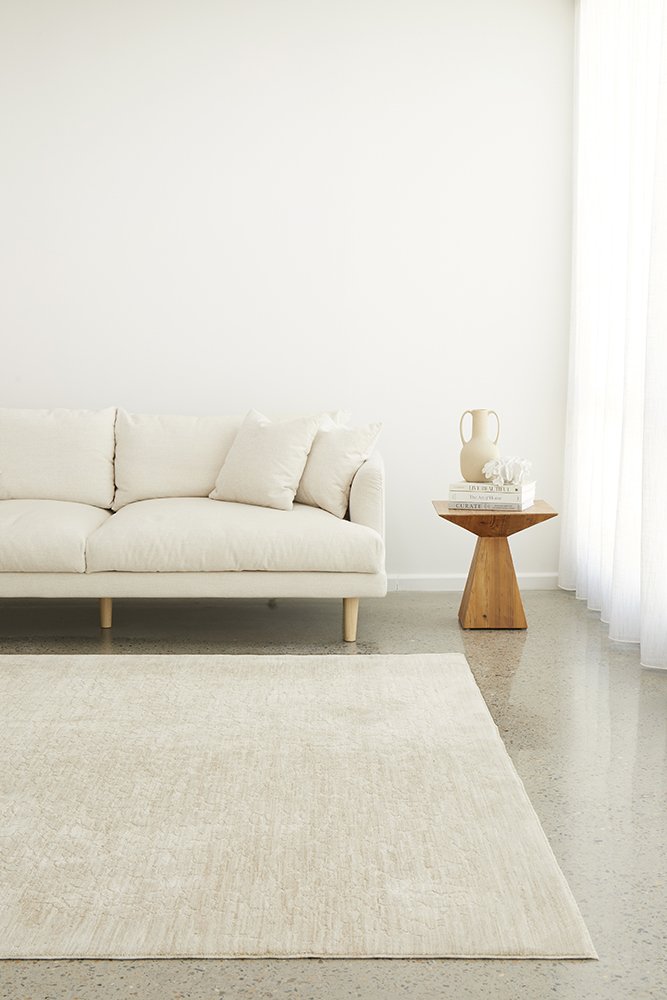 Emma Blomfield Rogue Linen Textured Rug – Neutral Beige