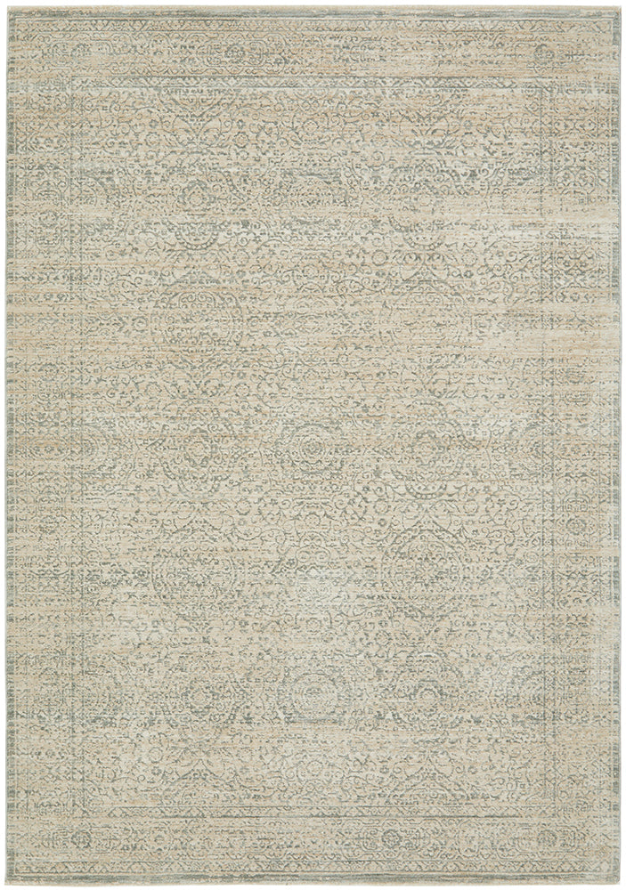 Emma Blomfield Veil Blue Rug – Ivory Lace Motif