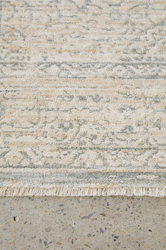 Emma Blomfield Veil Blue Rug – Ivory Lace Motif