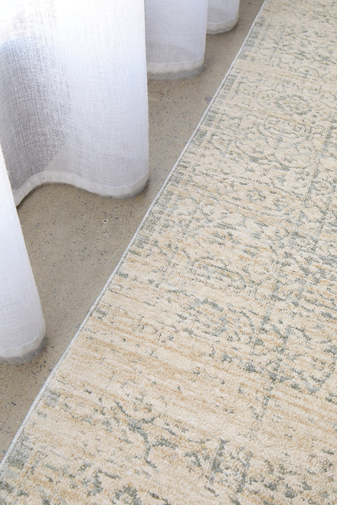 Emma Blomfield Veil Blue Rug – Ivory Lace Motif