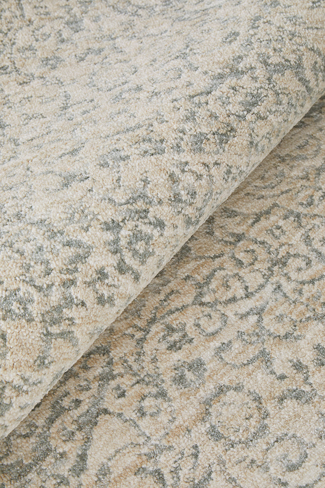 Emma Blomfield Veil Blue Rug – Ivory Lace Motif