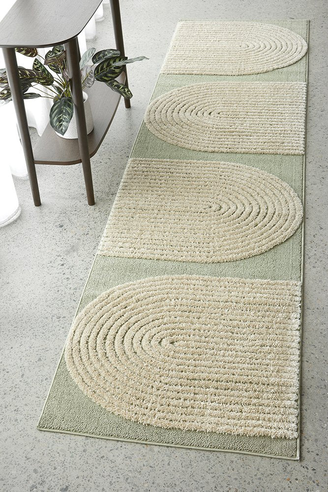 Astria Cream and Green Texture Rug