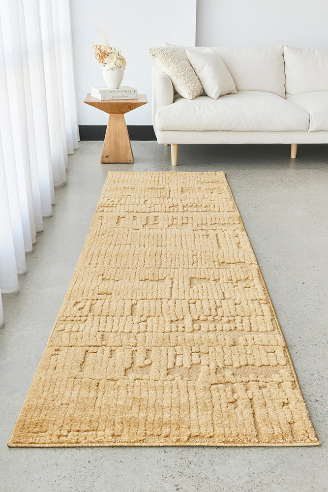 Camel Linear Textured Glam Rug