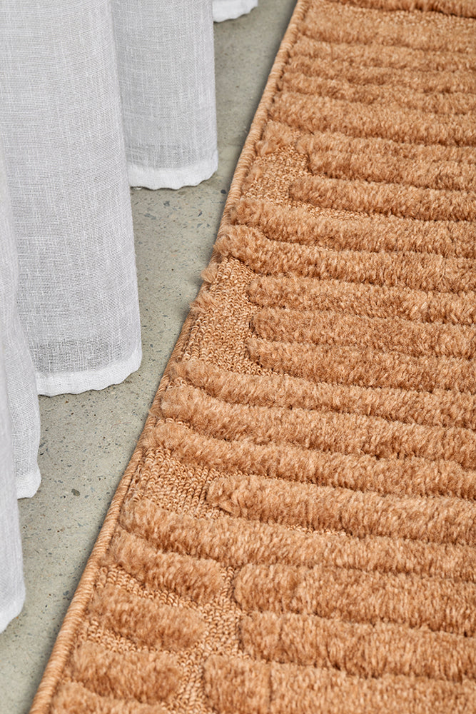 Rust Linear Textured Glam Rug