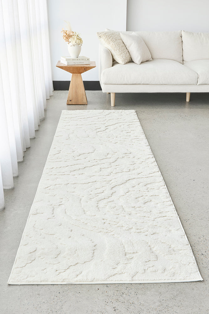 Off-White Textured Glam Rug