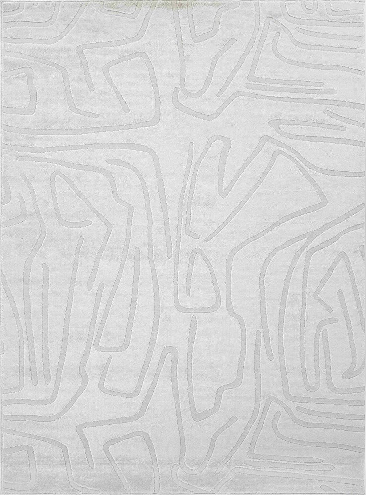 Art Deco Off-White Abstract Maze Rug