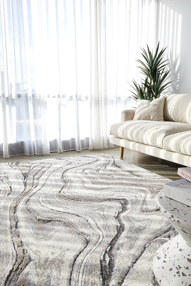 Opal Grey Marbled Rug
