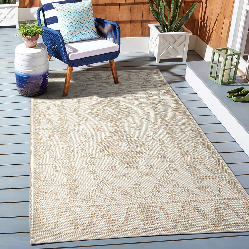 Aztec Natural Cream Indoor Outdoor Washable Rug