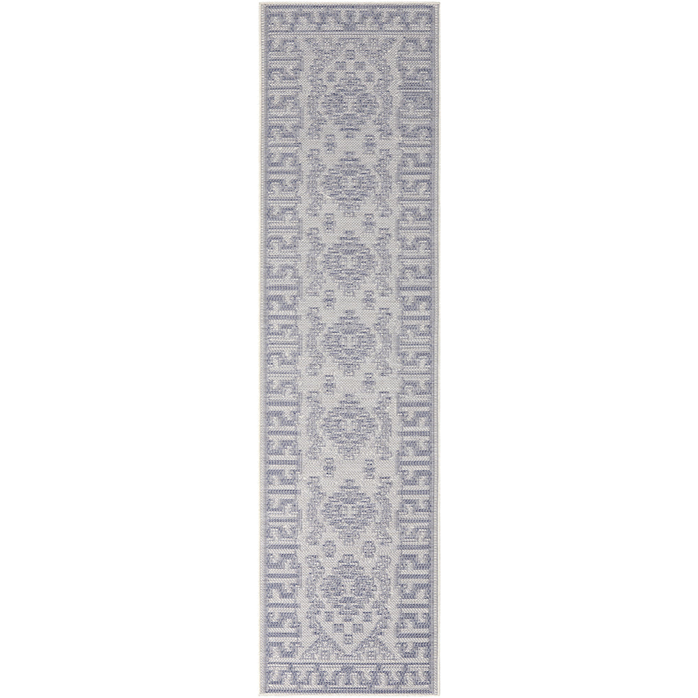 Aztec Cream Blue Indoor Outdoor Washable Rug