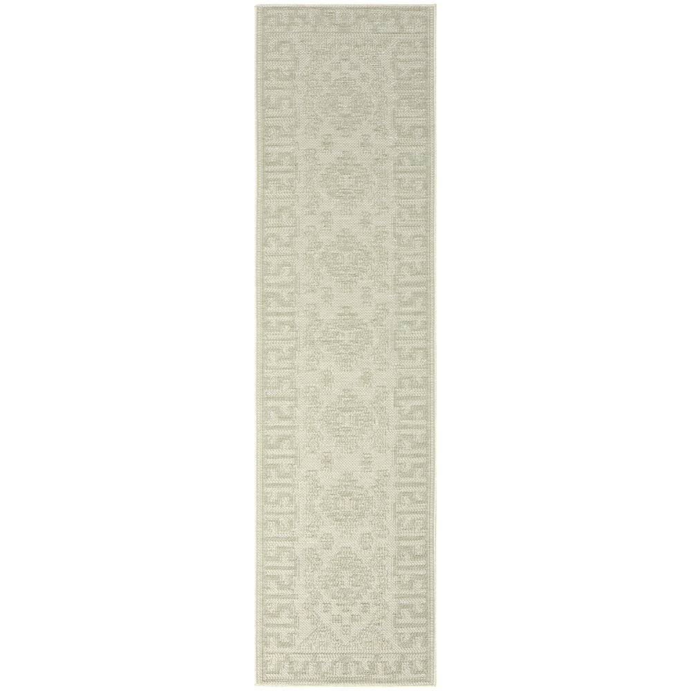 Aztec Mint Cream Grey Indoor Outdoor Washable Rug