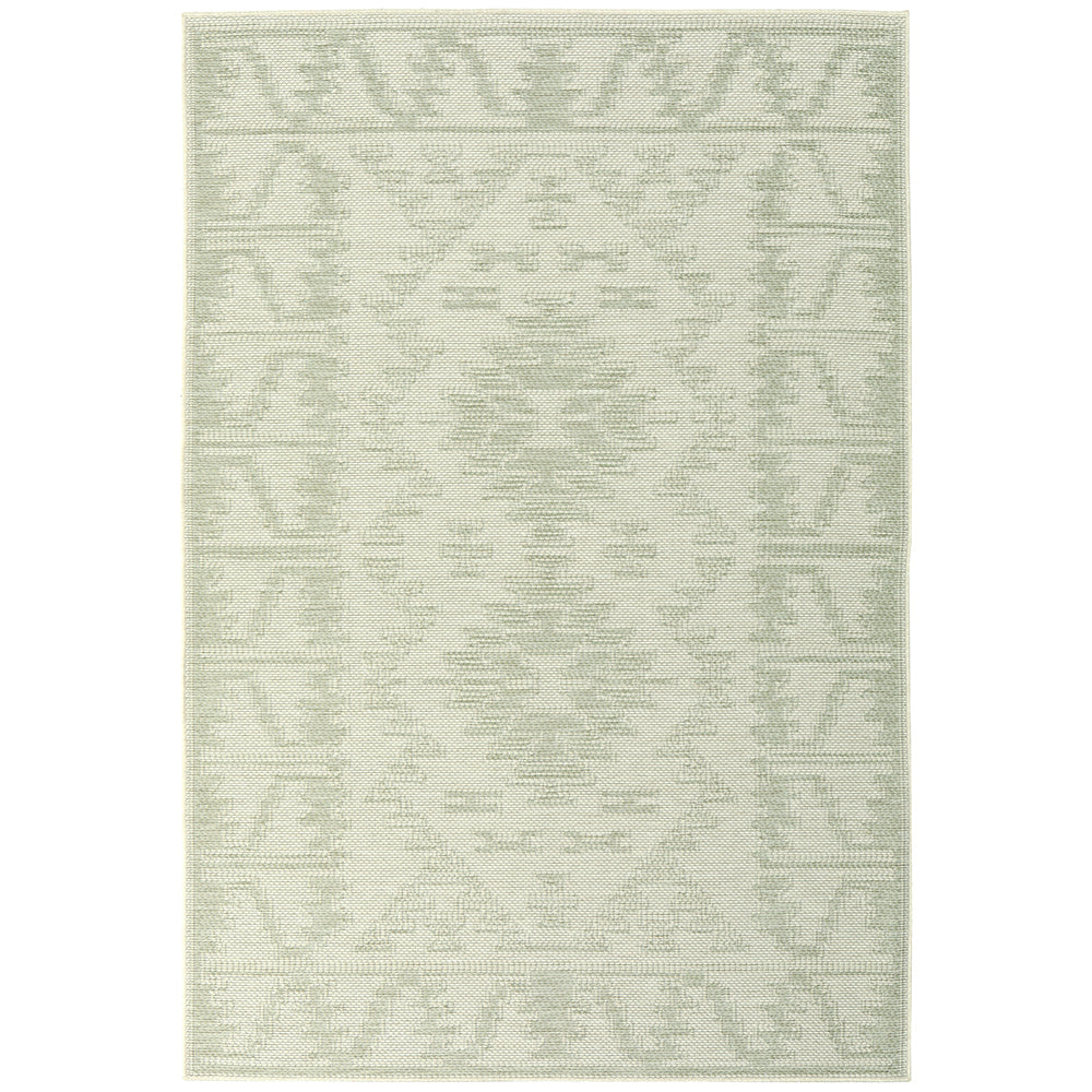 Aztec Mint Cream Grey Indoor Outdoor Washable Rug