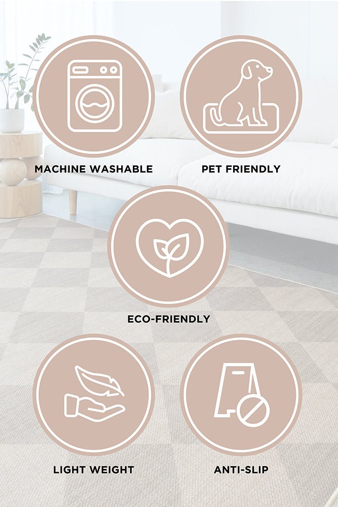 Stone Grid Washable Rug