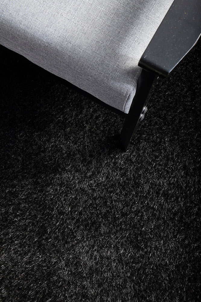 Lush Lustre Black Shag Rug