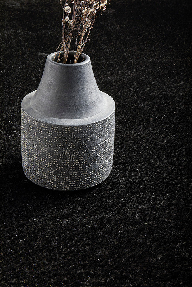 Lush Lustre Black Shag Rug