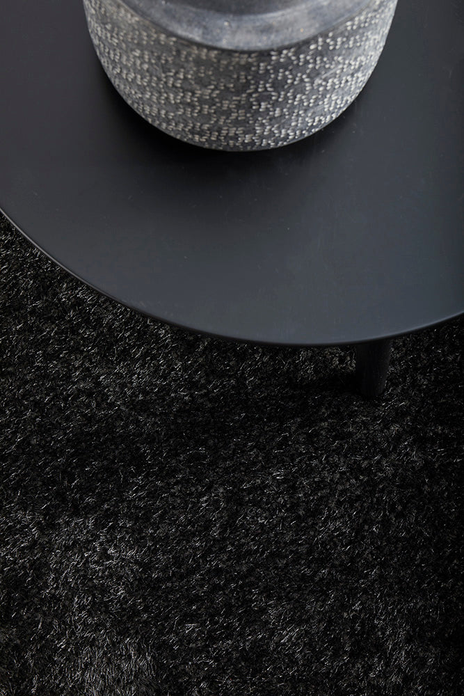 Lush Lustre Black Shag Rug