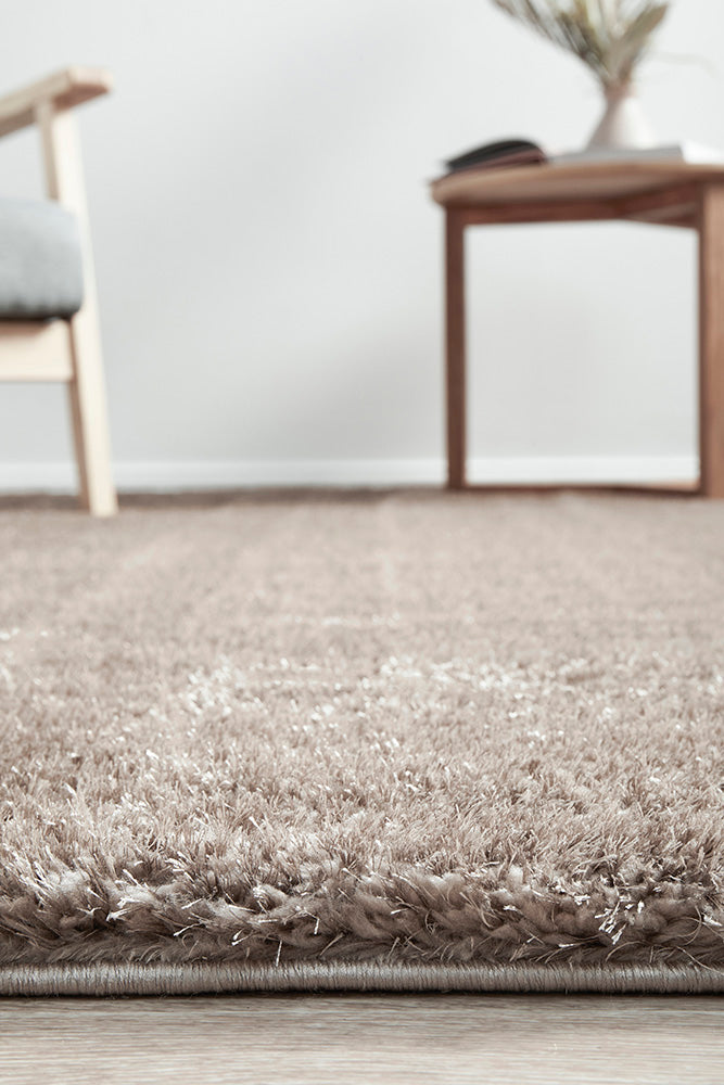 Lush Taupe Mink Shag Rug