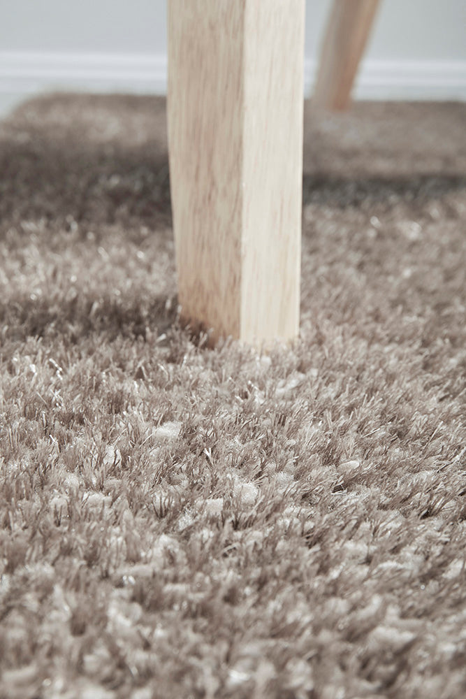 Lush Taupe Mink Shag Rug