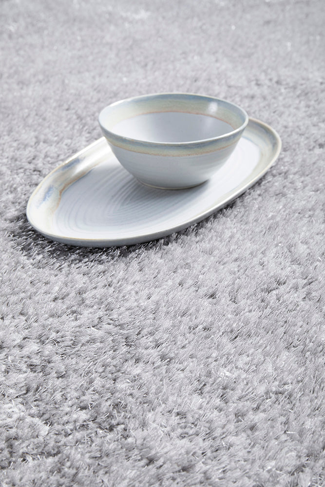 Lush Silver Grey Shag Rug