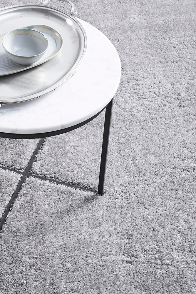 Lush Silver Grey Shag Rug