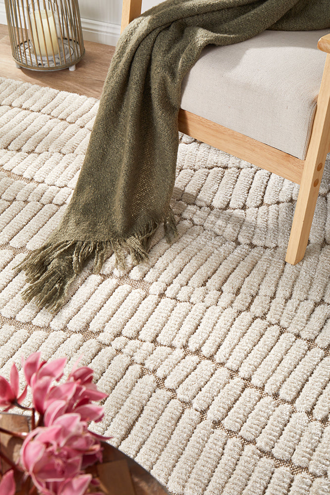 Fossil Cream Beige Modern Textured Rug - Lost Design Society