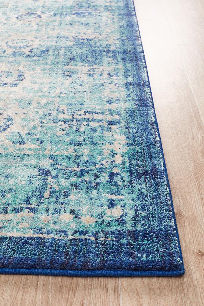 Wind Stunning Designer Abrash Transitional Rug Blue