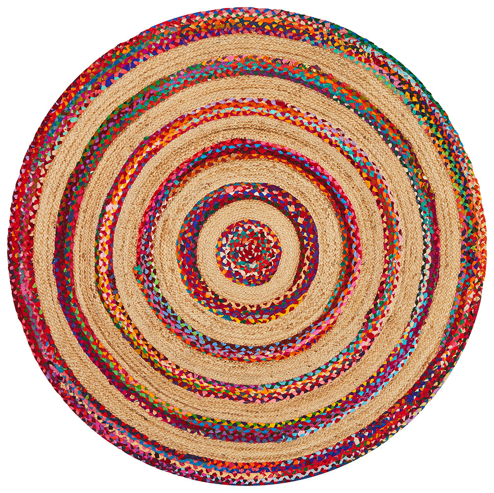 Round Cotton and Jute Rug