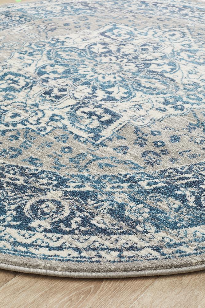 Tigris Shafi Blue Round Bohemian Transitional Rug