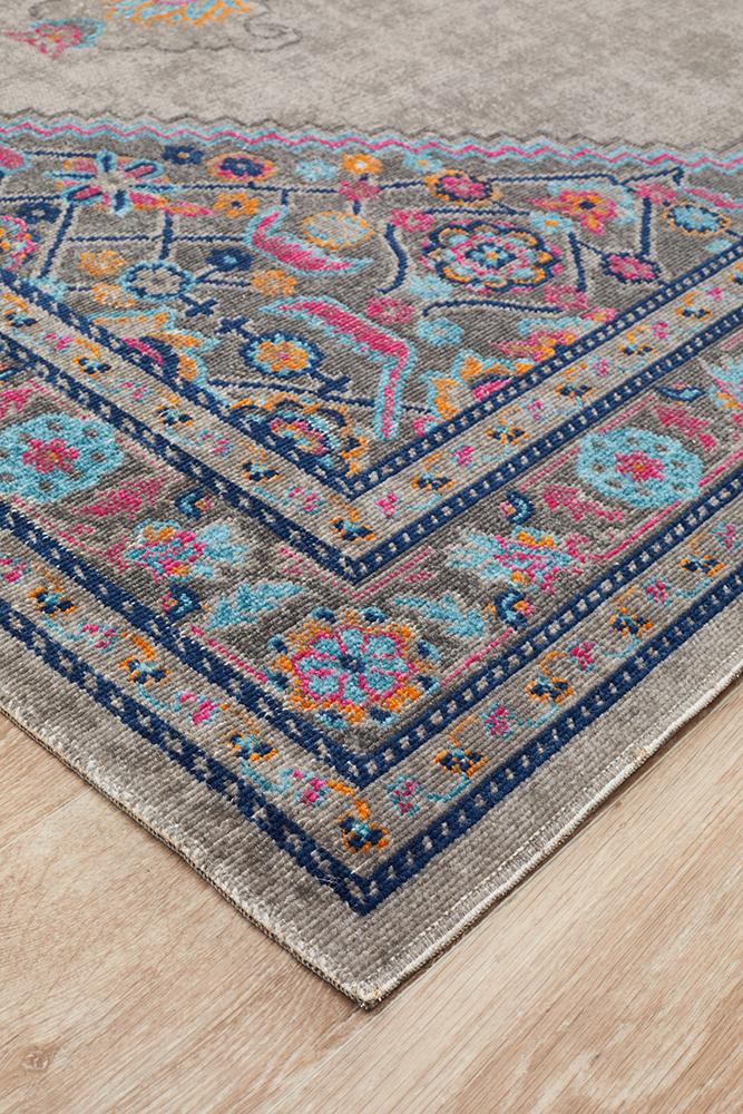 Vintage Distressed Eternal Diamond Grey Rug