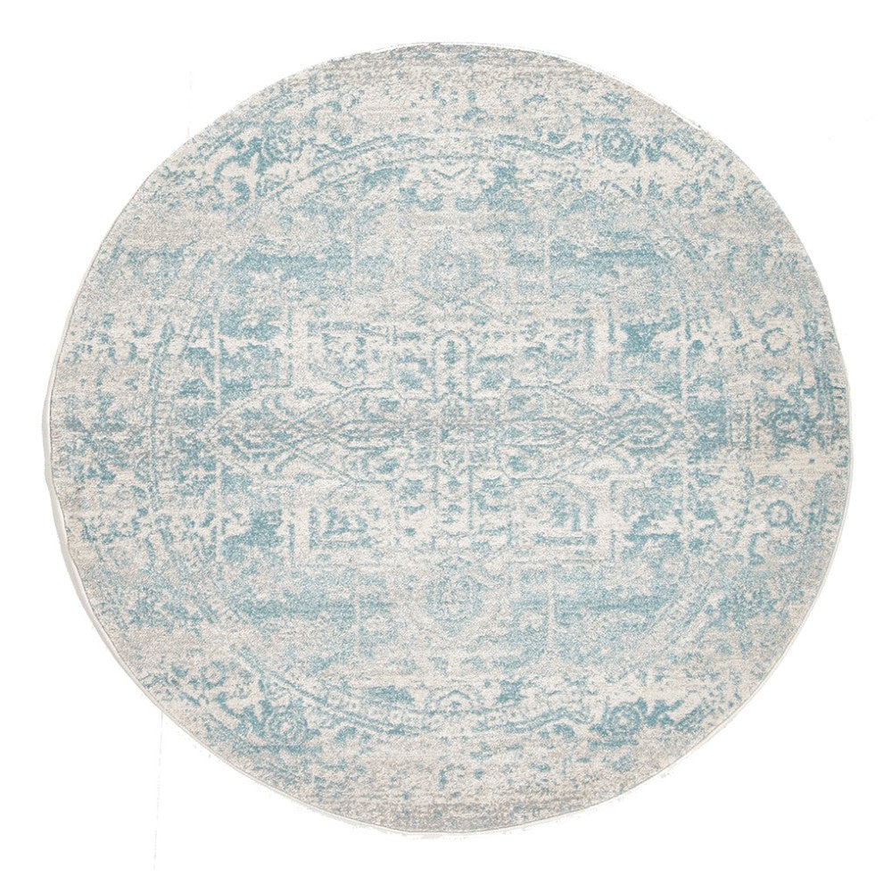 Glacier White Blue Transitional Round Rug