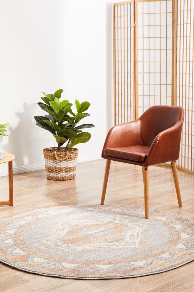 Lymbeth Grey Transitional Round Rug