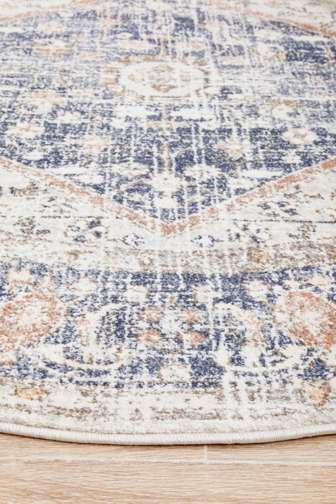 Lymbeth Blue Transitional Round Rug