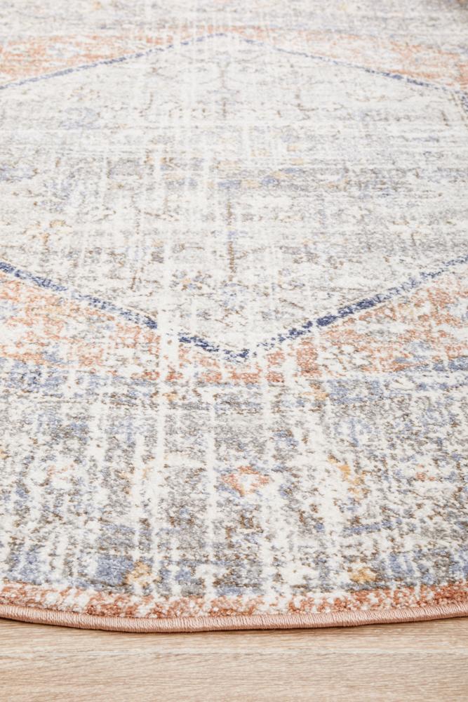 Lymbeth Peach Transitional Round Rug