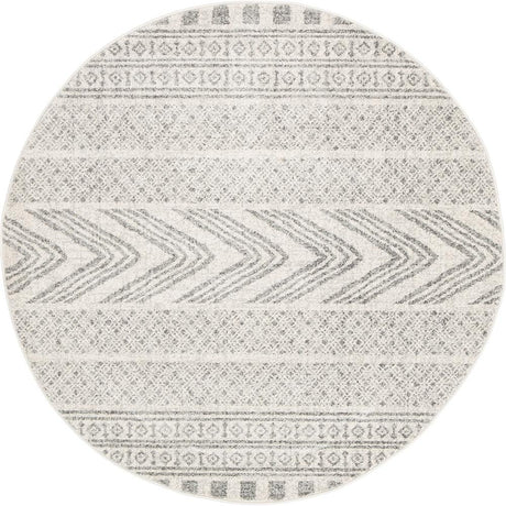 Adani  Modern Tribal Design Grey Round Rug - Lost Design Society