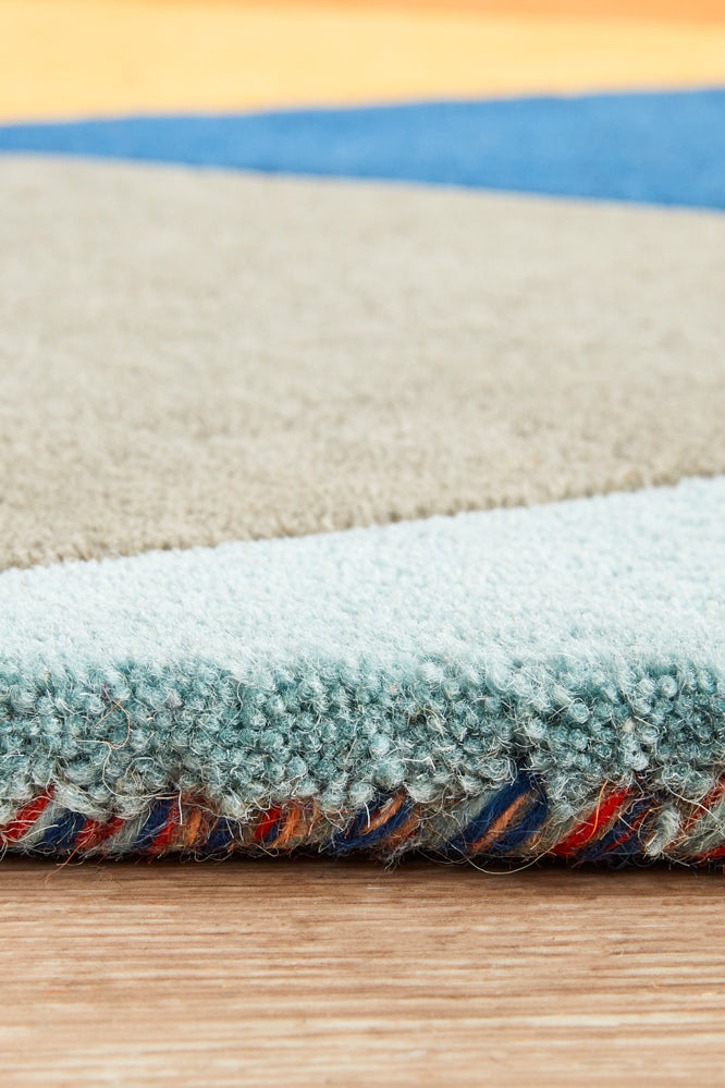 Prism Designer Wool Rug Rust Blue Navy