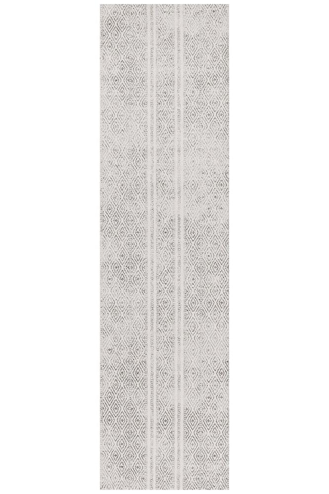 Paradise White And Grey Linear Tribal Transitional Rug