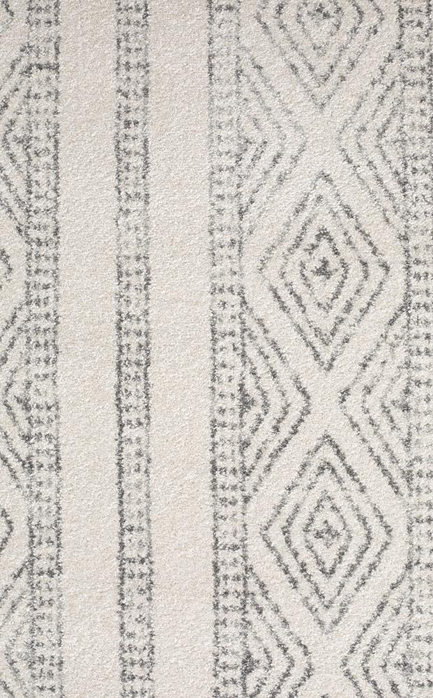 Paradise White And Grey Linear Tribal Transitional Rug