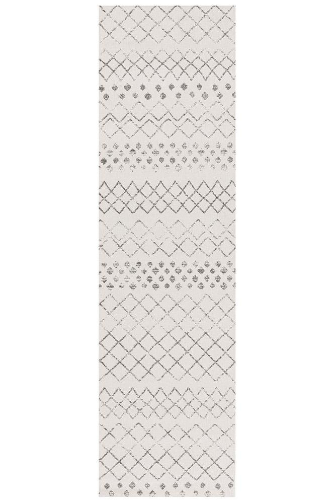 Paradise White Grey Tribal Transitional Rug