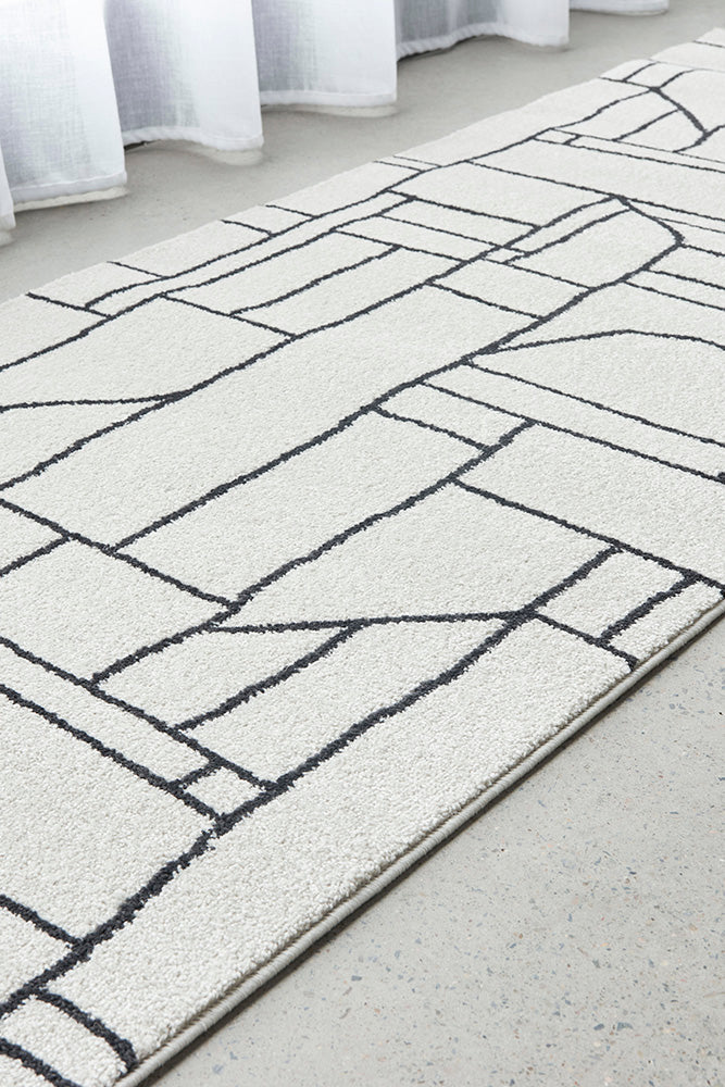 Vines Black White Mid-Century Modern Rug