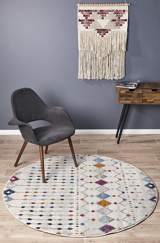 Peggy Tribal Morrocan Style Multi Round Transitional Rug