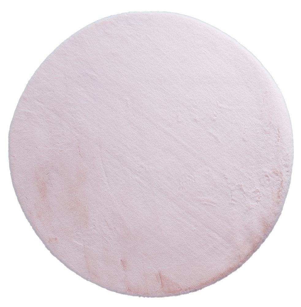 Turuun Soft Faux Fur Soft Pink Round Rug